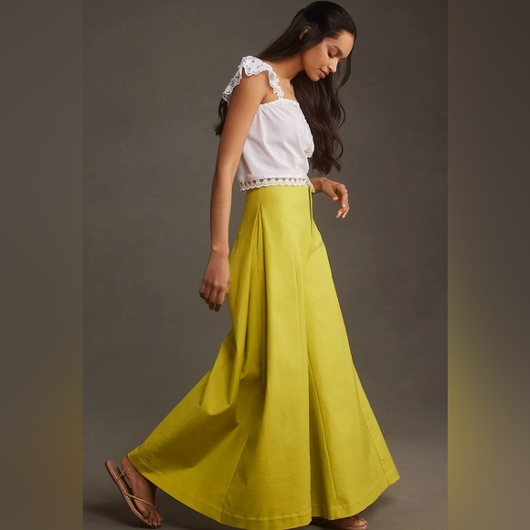 ANTHROPOLOGIE neon green wide legged pants, Size 0 ( fits best size 0-4 ) NWT - Picture 5 of 9